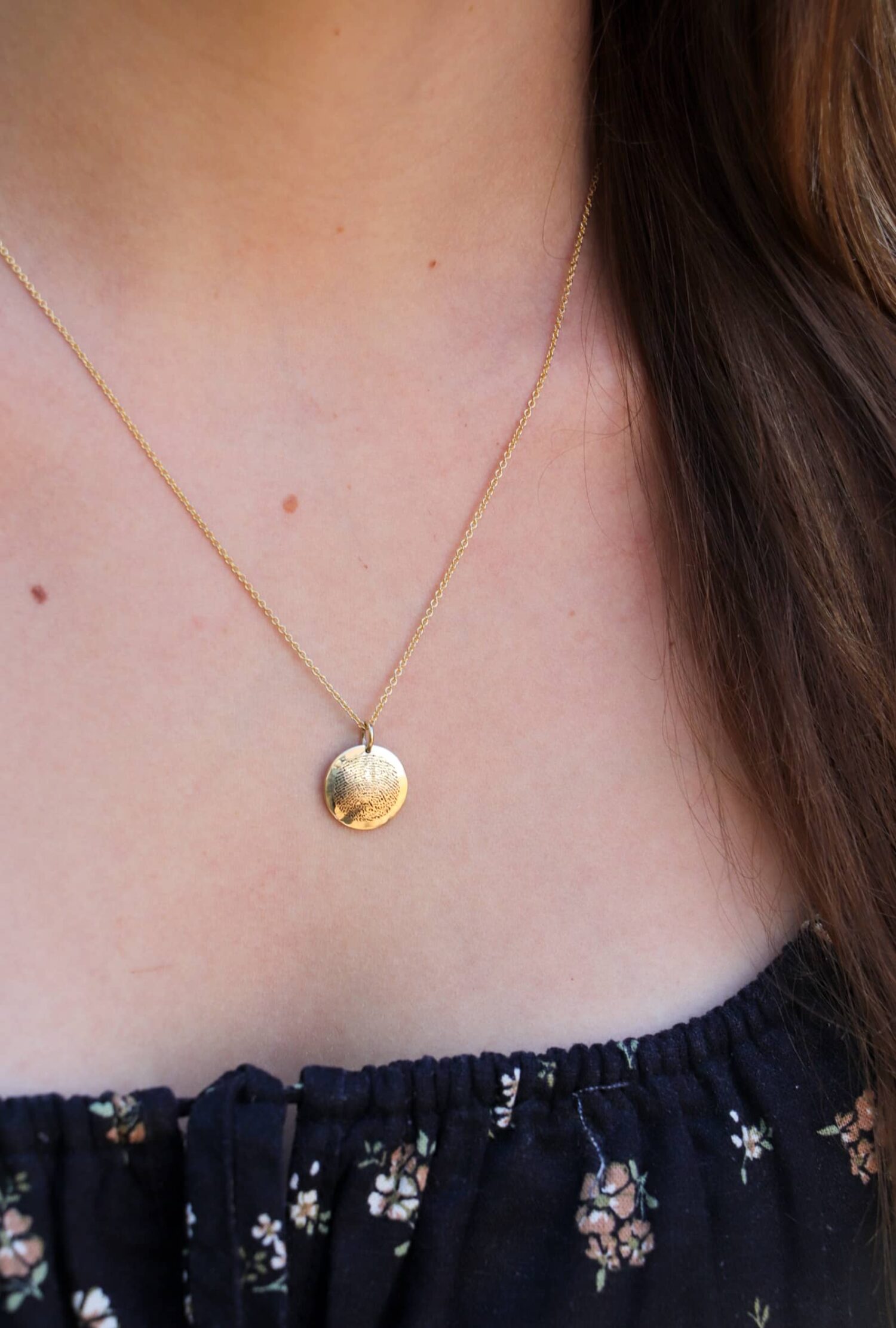 9kt Gold Fingerprint Engraved Pendant