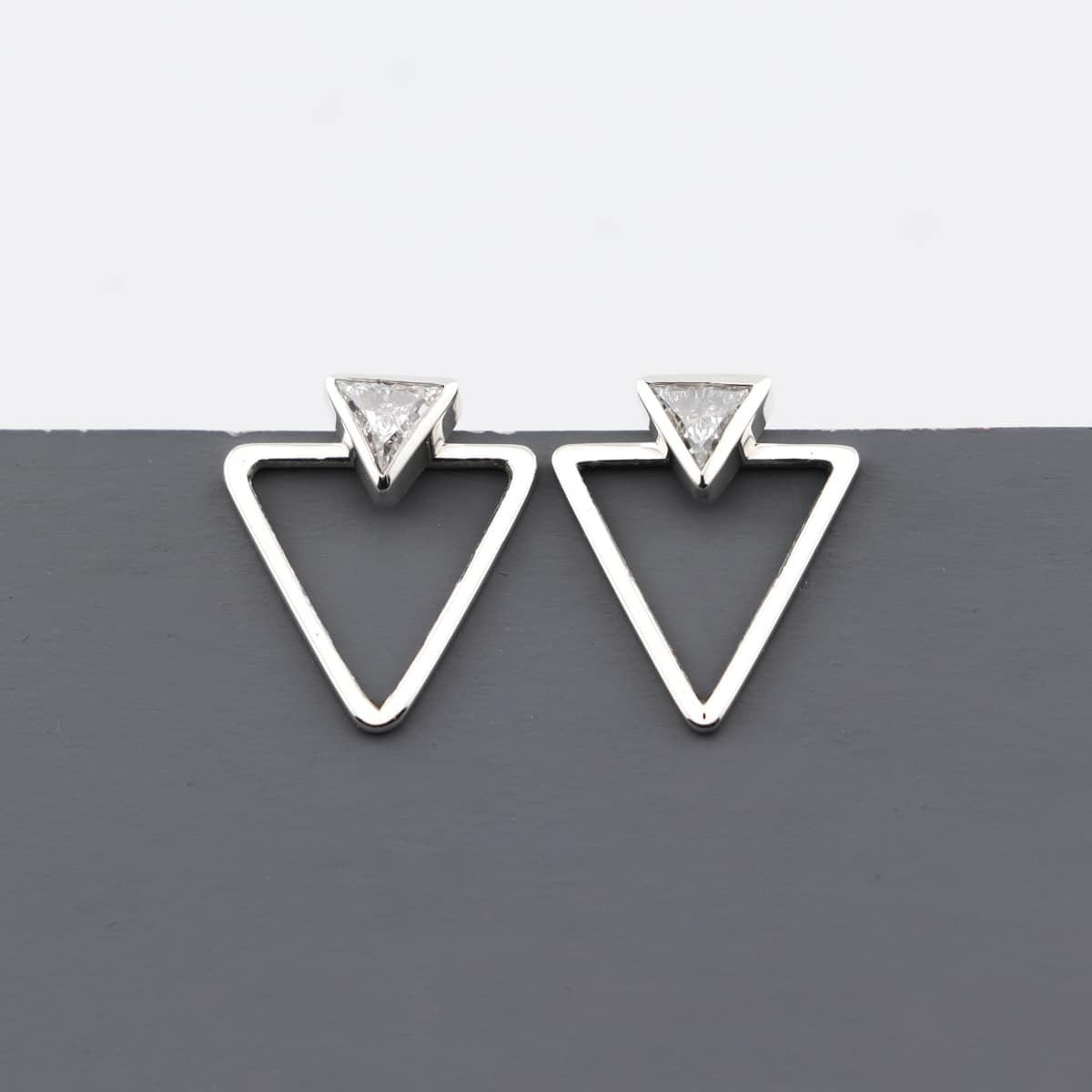 Sterling Silver Triangle Lab Diamond Earrings