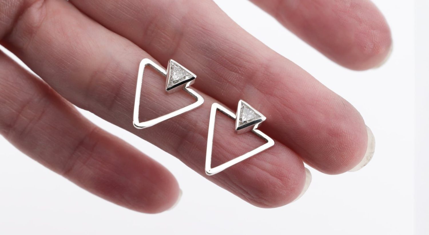 Sterling Silver Triangle Lab Diamond Earrings