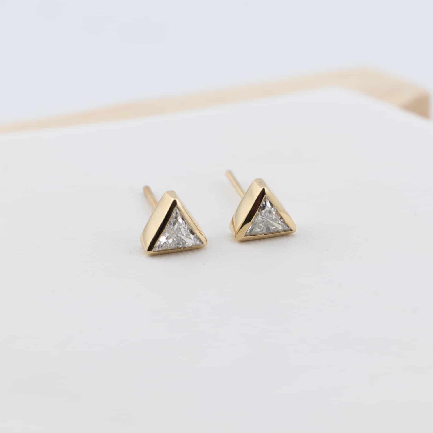 Sterling Silver & Gold-Plated Triangle Lab Diamond Earrings