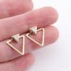 Sterling Silver & Gold-Plated Triangle Lab Diamond Earrings